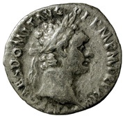Denarius - Domitian IMP XXII COS XVII CENS P P P; Minerva obverse image