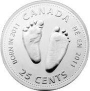 25 Cents - Elizabeth II New Baby, Canada, 2011 reverse image