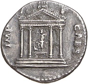 Denarius - Domitian IMP CAES; Serapis and Cerberus, Rome, 95-96 reverse image