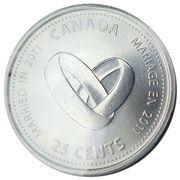 25 Cents - Elizabeth II Wedding, Canada, 2011 reverse image
