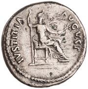 Denarius - Nerva IVSTITIA AVGVST; Justitia, Rome, 96 reverse image