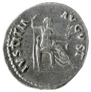 Denarius - Nerva IVSTITIA AVGVST; Justitia, Rome, 97 reverse image