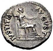 Denarius - Nerva IVSTITIA AVGVST; Justitia, Rome, 97 reverse image