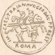 Denarius IMP CAES TRAIAN AVG GER DAC P P REST ROMA; Roma, Castor, and Pollux, Rome, 98-117 reverse image
