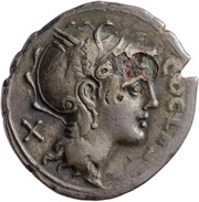 Denarius IMP CAES TRAIAN AVG GER DAC P P REST ROMA; Roma, Castor, and Pollux obverse image