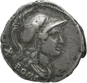 Denarius IMP CAES TRAIAN AVG GER DAC P P REST; Roma, Romulus, and Remus obverse image