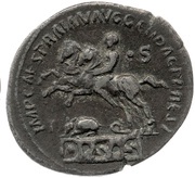 Denarius IMP CAES TRAIAN AVG GER DAC P P REST T I Q S; Hercules, Rome, 98-117 reverse image