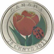 25 Cents - Elizabeth II Tulip and Ladybug, Canada, 2011 reverse image