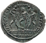 Denarius - Pompey IMP CAES TRAIAN AVG GER DAC P P REST PRAEF CLAS ET ORAE MARIT EX S C; Anapias, Amphinomus, and Neptune, Rome, 98-117 reverse image