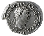Denarius - Trajan P M TR P COS II P P; Pax obverse image