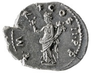 Denarius - Trajan P M TR P COS II P P; Pax, Rome, 98-99 reverse image