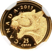 25 Cents - Elizabeth II Cougar, Canada, 2011 reverse image