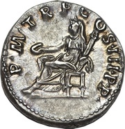 Denarius - Trajan P M TR P COS II P P; Vesta, Rome, 98-99 reverse image