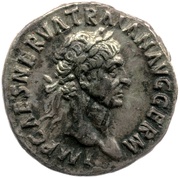 Denarius - Trajan PONT MAX TR POT COS II; Pax obverse image