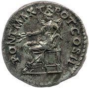 Denarius - Trajan PONT MAX TR POT COS II; Pax, Rome, 98-99 reverse image