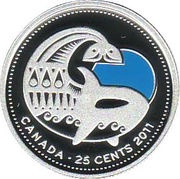 25 Cents - Elizabeth II Orca; silver proof, Canada, 2011 reverse image