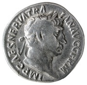 Denarius - Trajan P M TR P COS IIII P P; Vesta obverse image