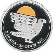 25 Cents - Elizabeth II Peregrine Falcon; silver proof, Canada, 2011 reverse image