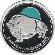 25 Cents - Elizabeth II Wood Bison; silver proof, Canada, 2011 reverse image