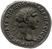 Denarius - Trajan P M TR P COS V P P; Victory obverse image