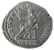 Denarius - Trajan COS V P P S P Q R OPTIMO PRINC VESTA; Vesta, Rome, 103-111 reverse image