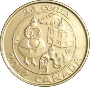 25 Cents - Elizabeth II Peace and Joy, Canada, 2012 reverse image
