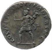 Denarius - Trajan S P Q R OPTIMO PRINCIPI; Mars and Victory, Rome, 103-111 reverse image