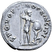 Denarius - Trajan S P Q R OPTIMO PRINCIPI; Mars, Rome, 103-111 reverse image