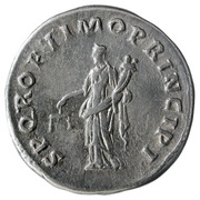Denarius - Trajan S P Q R OPTIMO PRINCIPI; Aequitas, Rome, 103-111 reverse image