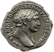 Denarius - Trajan S P Q R OPTIMO PRINCIPI; Genius obverse image