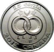 25 Cents - Elizabeth II Wedding, Canada, 2012 reverse image