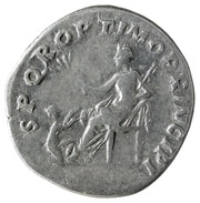 Denarius - Trajan S P Q R OPTIMO PRINCIPI; Pax, Rome, 103-111 reverse image