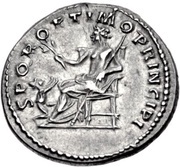 Denarius - Trajan S P Q R OPTIMO PRINCIPI; Pax, Rome, 103-111 reverse image