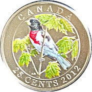 25 Cents - Elizabeth II Rose-breasted Grosbeak reverse image