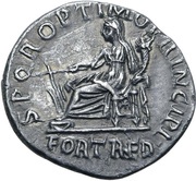 Denarius - Trajan S P Q R OPTIMO PRINCIPI FORT RED; Fortuna, Rome, 112-114 reverse image