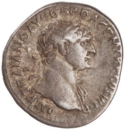 Denarius - Trajan S P Q R OPTIMO PRINCIPI FORT RED; Fortuna obverse image