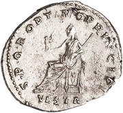 Denarius - Trajan S P Q R OPTIMO PRINCIPI VESTA; Vesta, Rome, 112-114 reverse image