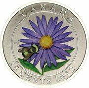 25 Cents - Elizabeth II Aster and Bumble Bee reverse image