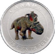 25 Cents - Elizabeth II Pachyrhinosaurus lakustai, Canada, 2012 reverse image