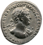 Denarius - Trajan PARTHICO P M TR P COS VI P P S P Q R FORT RED; Fortuna obverse image
