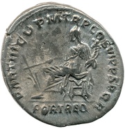 Denarius - Trajan PARTHICO P M TR P COS VI P P S P Q R FORT RED; Fortuna, Rome, 114 reverse image