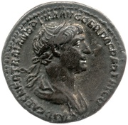 Denarius - Trajan P M TR P COS VI P P S P Q R FORT RED; Fortuna obverse image