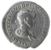 Denarius - Trajan P M TR P COS VI P P S P Q R FORT RED; Fortuna obverse image