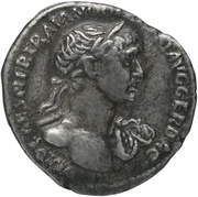 Denarius - Trajan P M TR P COS VI P P S P Q R FORT RED; Fortuna obverse image