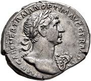 Denarius - Trajan PARTHICO P M TR P COS VI P P S P Q R; Sol obverse image