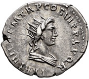 Denarius - Trajan PARTHICO P M TR P COS VI P P S P Q R; Sol, Rome, 114 reverse image