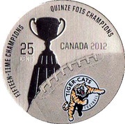 25 Cents - Elizabeth II Grey Cup History; Hamilton Tiger-Cats, Canada, 2012 reverse image