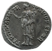 Denarius - Trajan PARTHICO P M TR P COS VI P P S P Q R; Felicitas, Rome, 114-117 reverse image