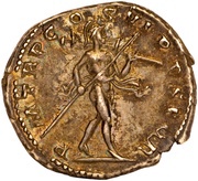 Denarius - Trajan P M TR P COS VI P P S P Q R; Mars, Rome, 114-117 reverse image