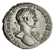 Denarius - Trajan P M TR P COS VI P P S P Q R; Mars obverse image